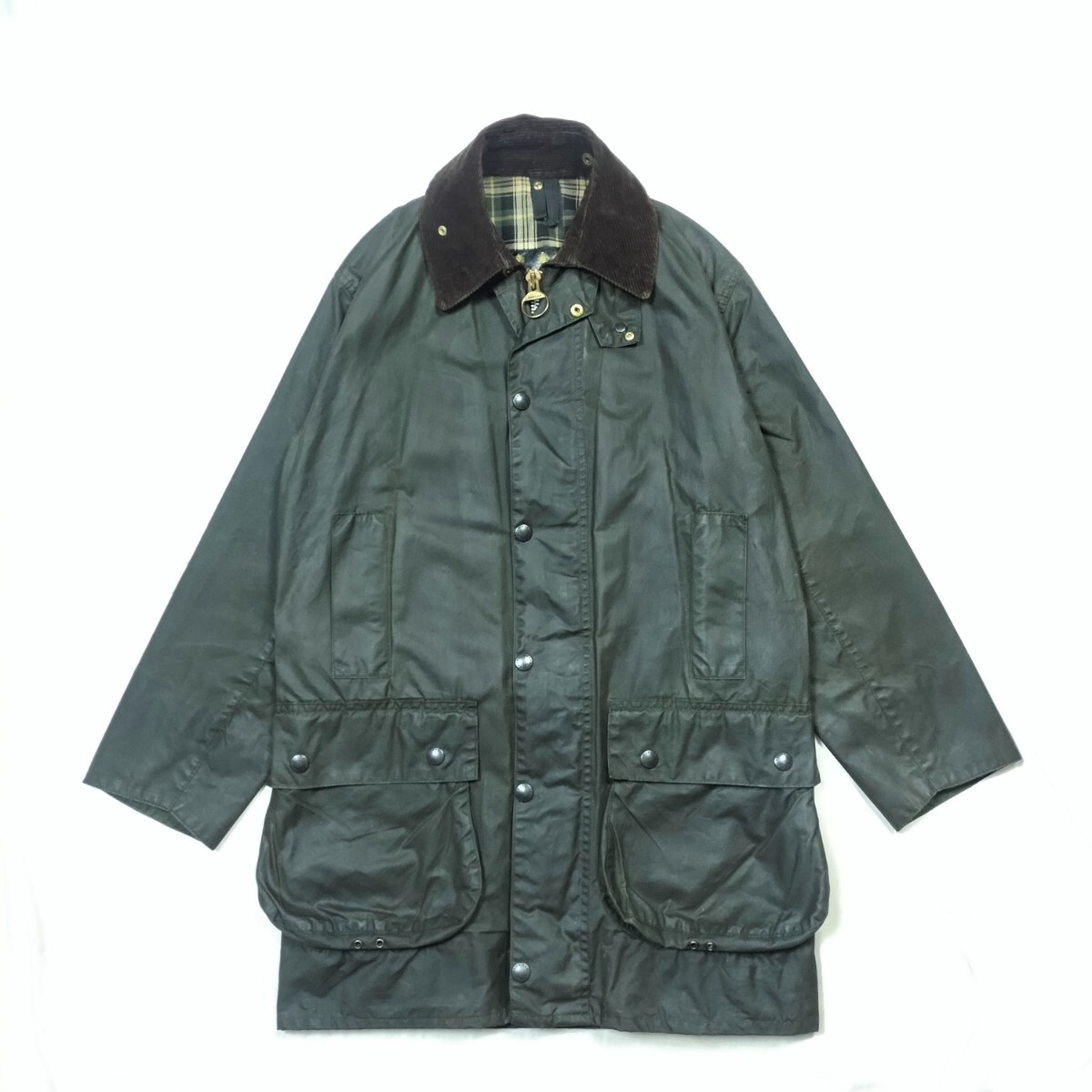 80s Barbour BORDER c34　1988 セージグリーン　 3クレスト バブアー　ボーダー オイルドジャケット