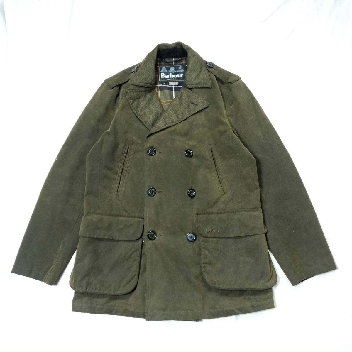 00s Barbour shovler M　オリーブバブアー Pコート　オイルド　ミリタリー　ピーコート