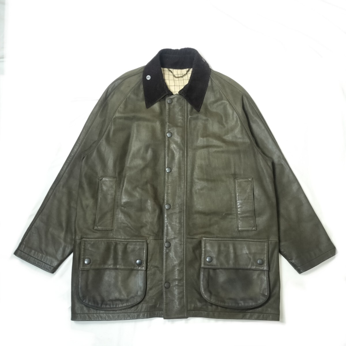 Barbour leather beaufort L オリーブ　バブアー　ビューフォート　レザー 