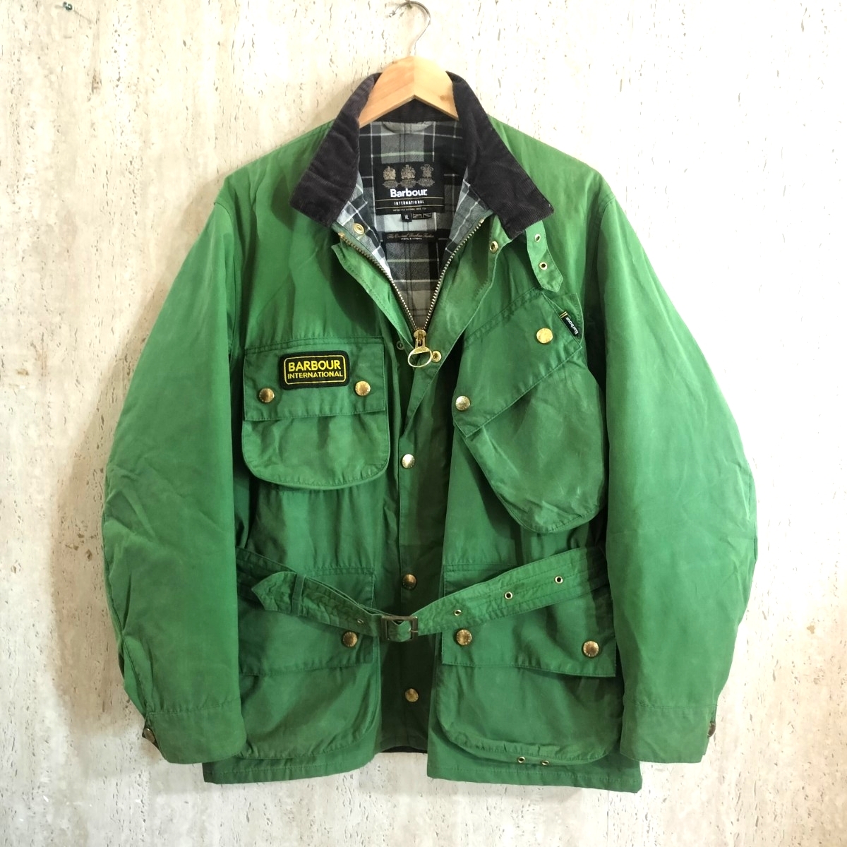 00s Barbour international A7 Brass　XL グリーン　英国製　バブアー インターナショナル