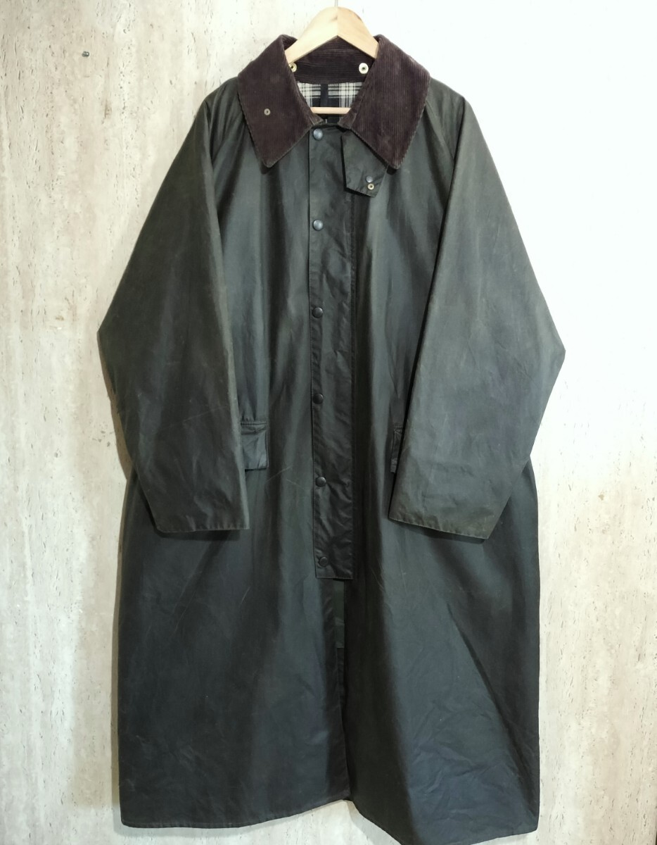 Mint 90s Barbour burghley c48 セージグリーン　バブアー　3クラウン　バーレー　バーレイ　ステンカラーコート　オイルド