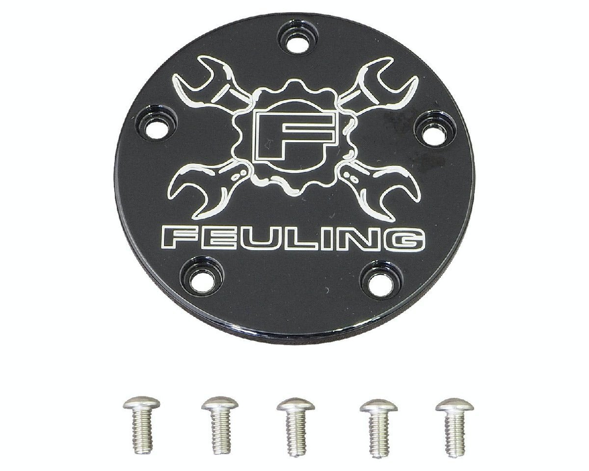 FEULING ギアクロスロゴ ポイントカバー5穴 ブラック TC88 TC96 ツインカム ソフテイル ダイナ ツアラー