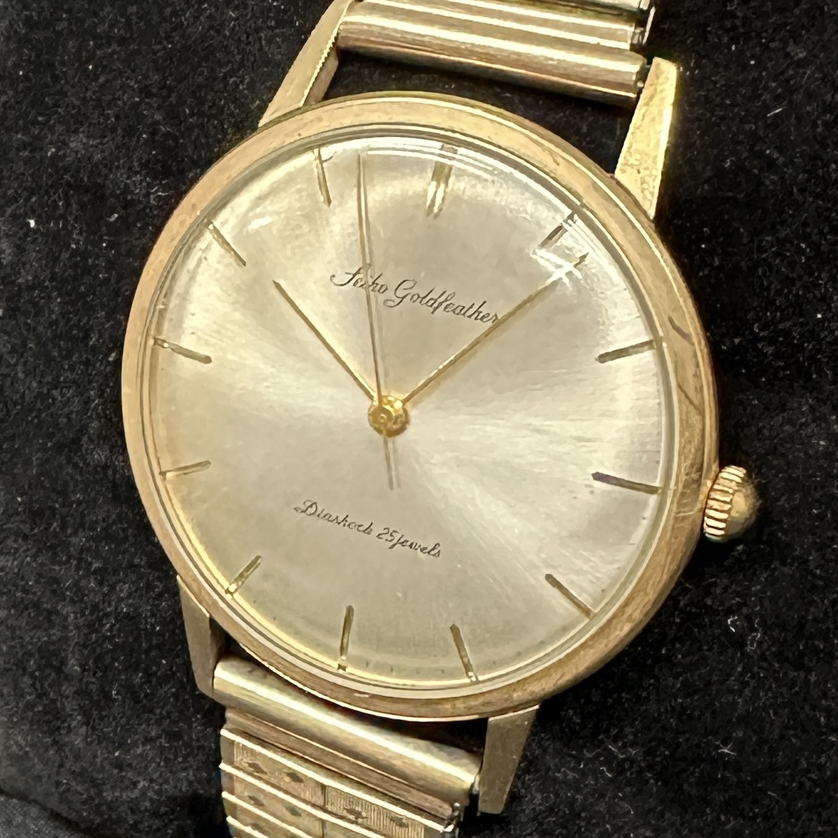1円～ 6TN51930326 SEIKO セイコー Goldfeather ゴールドフェザー JI4060 手巻き 14K メンズ 腕時計 社外ベルト 稼働確認 現状品