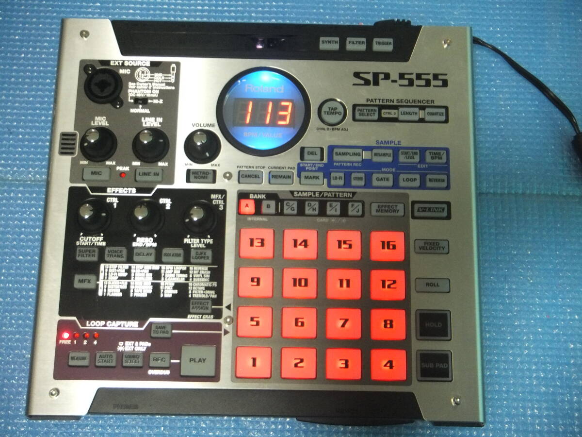  即決 Roland ローランド マルチトラックレコーダー サンプラー SP-555 純正 アダプター コンパクトフラッシュ 4GB 付属 通電
