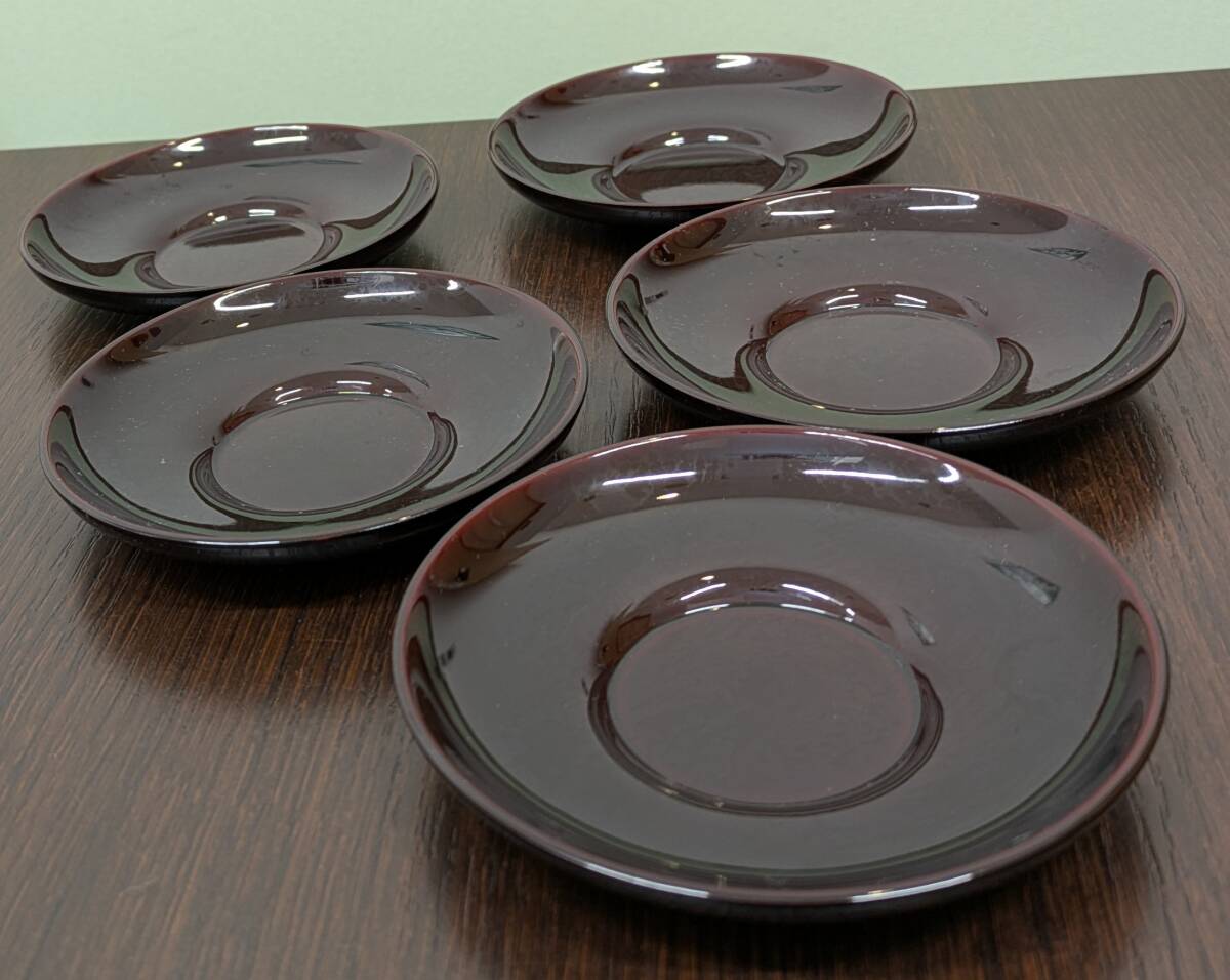 【12878】 1円出品 東本願寺 茶托 5客 茶器 茶道具 煎茶道具 骨董 美術 芸術 工芸 アンティーク ヴィンテージ レトロ 現状品 2点まで同梱可