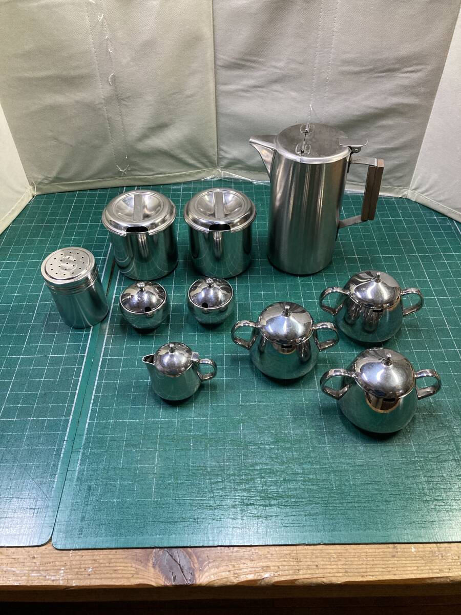 コーヒー　紅茶　10点　セット　　　　ルビアンRUBIEN ＴＹ　柳器物　喫茶店　カフェ　ミルクポット　ピッチャー　ステンレス