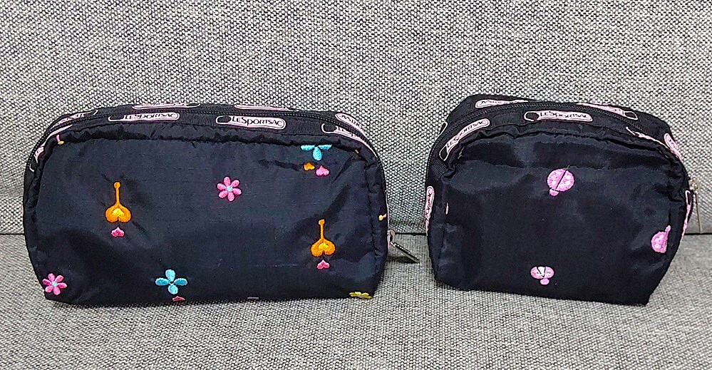 SP60/LeSportsac レスポートサック刺繍ポーチ　化粧ポーチコスメポーチてんとう虫フラワー花柄・大＆小2種類
