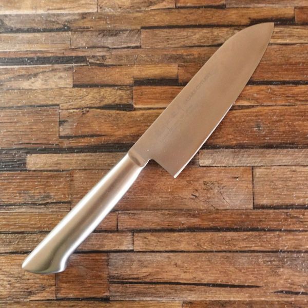 濃州正宗作 三徳包丁 研ぎ済 ダマスカス 万能包丁 オールステンレス ほぼ未使用保管品 165mm