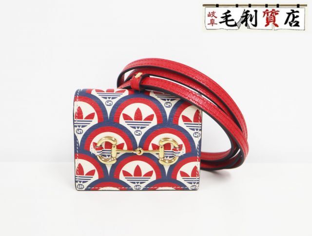 グッチ GUCCI アディダスコラボ 702248 ホースビット トリコロール レザー ショルダーウォレット【中古】財布