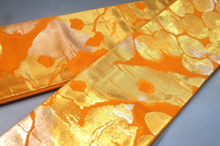 弐11493RM 男角帯 本絹西陣織 К曙色地金襴陽光文様 新品 帯コレクター必見 別誂え