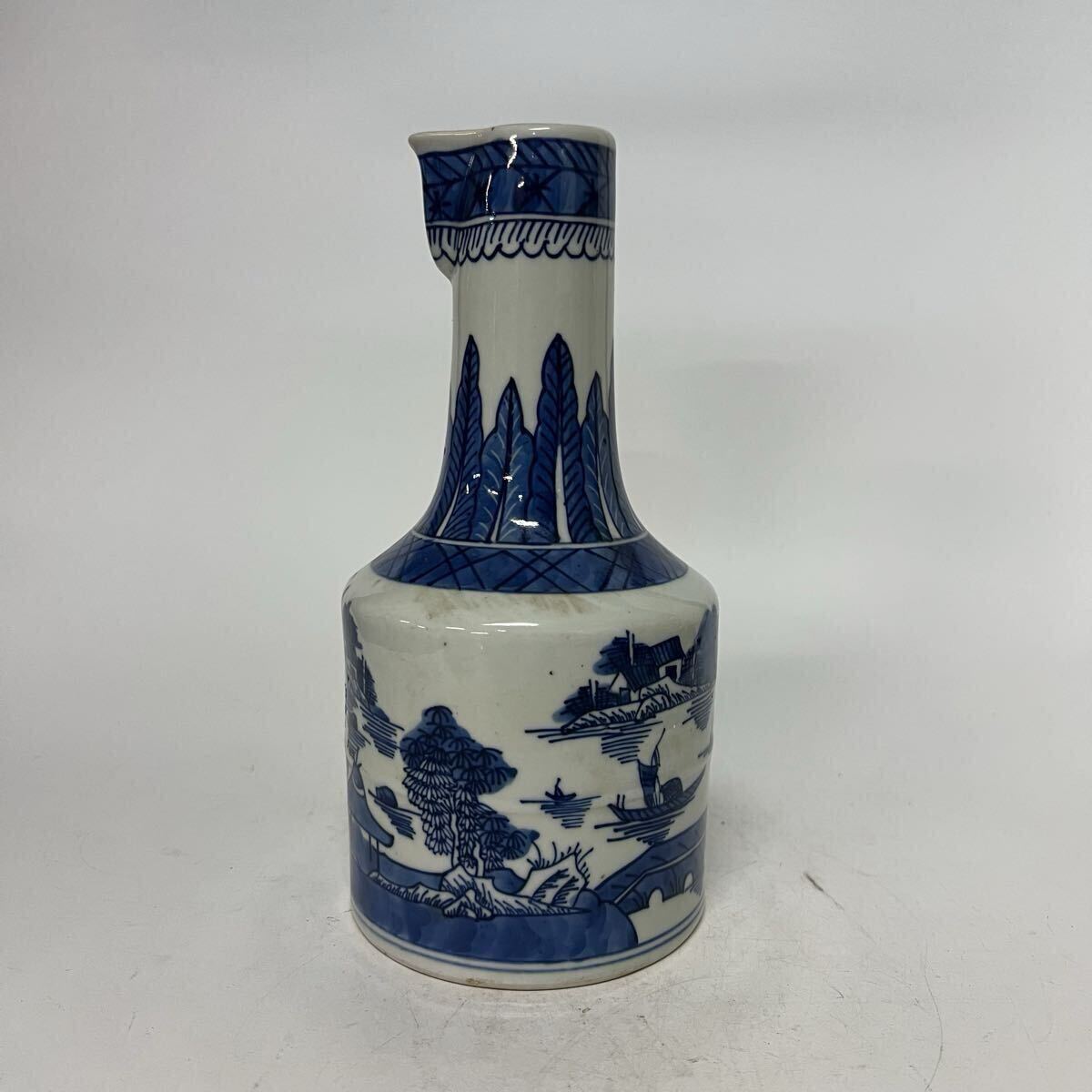 【竹河】中国古美術 明時代 青花 花瓶 時代物 唐物 古玩 骨董 藏出 置物 骨董品 当時物 置物 飾壺 中国磁器 染付 高さ22.5cm 