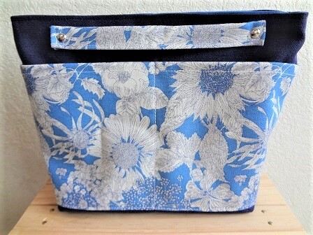 *ハンドメイド*帆布*リバティ*Swim Dunclare/ブルー*スイムダンクレア*バッグインバッグ*