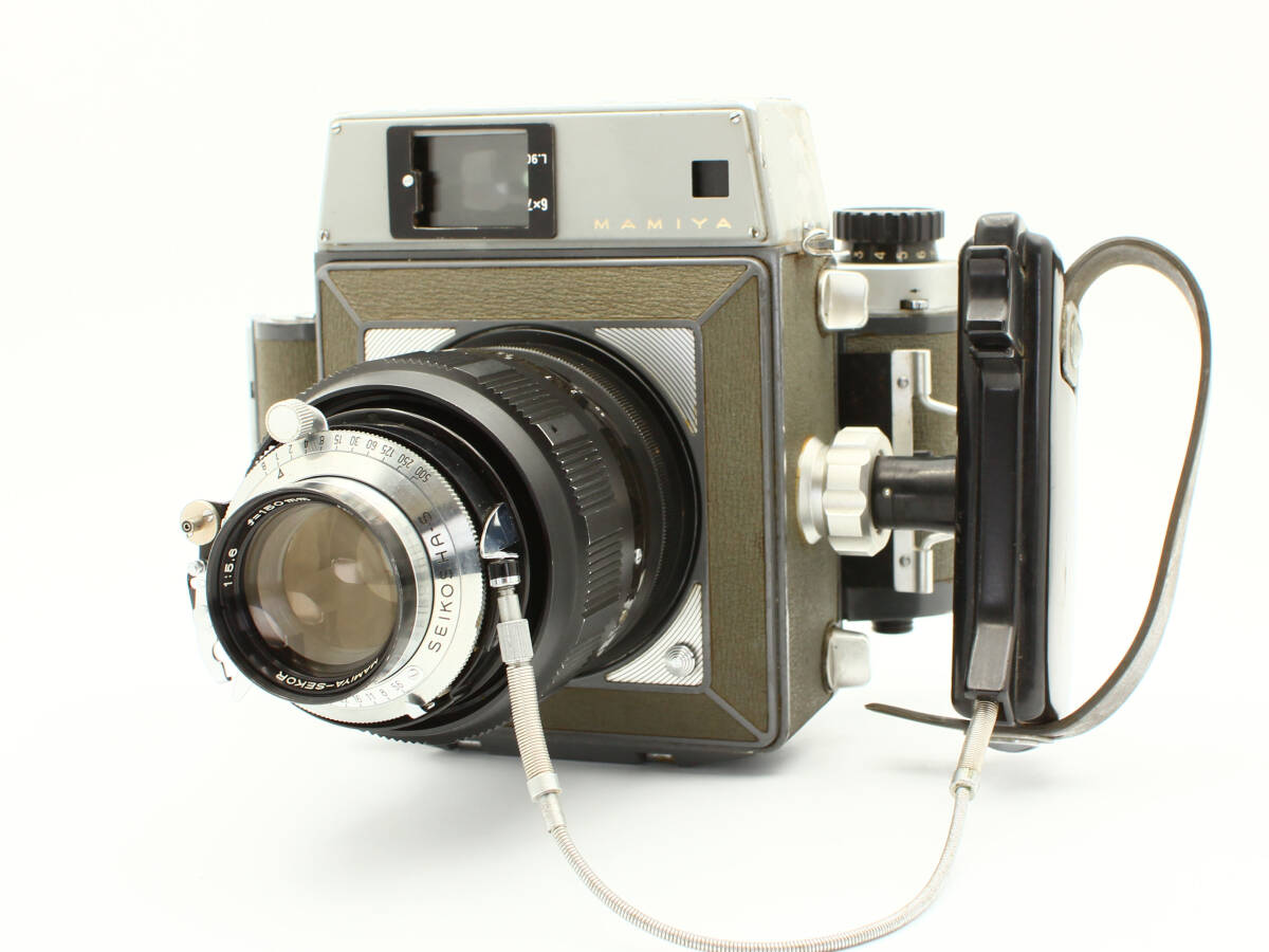 【動作品】MAMIYA マミヤ PRESS 6×9 Sekor 150mm f5.6 中判フィルムカメラ グリップ 6×9 ロールフィルムホルダー付 レンズ 106-14