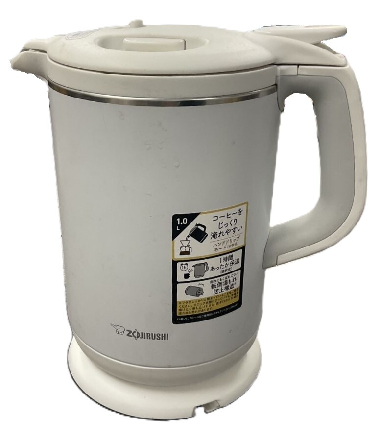 ZOJIRUSHI 象印 魔法ビン 電気ケトル 1.0L 転倒湯もれ防止構造 ハンドドリップモード 1時間保温 2021年製 ホワイト CK-AX10 動作確認済