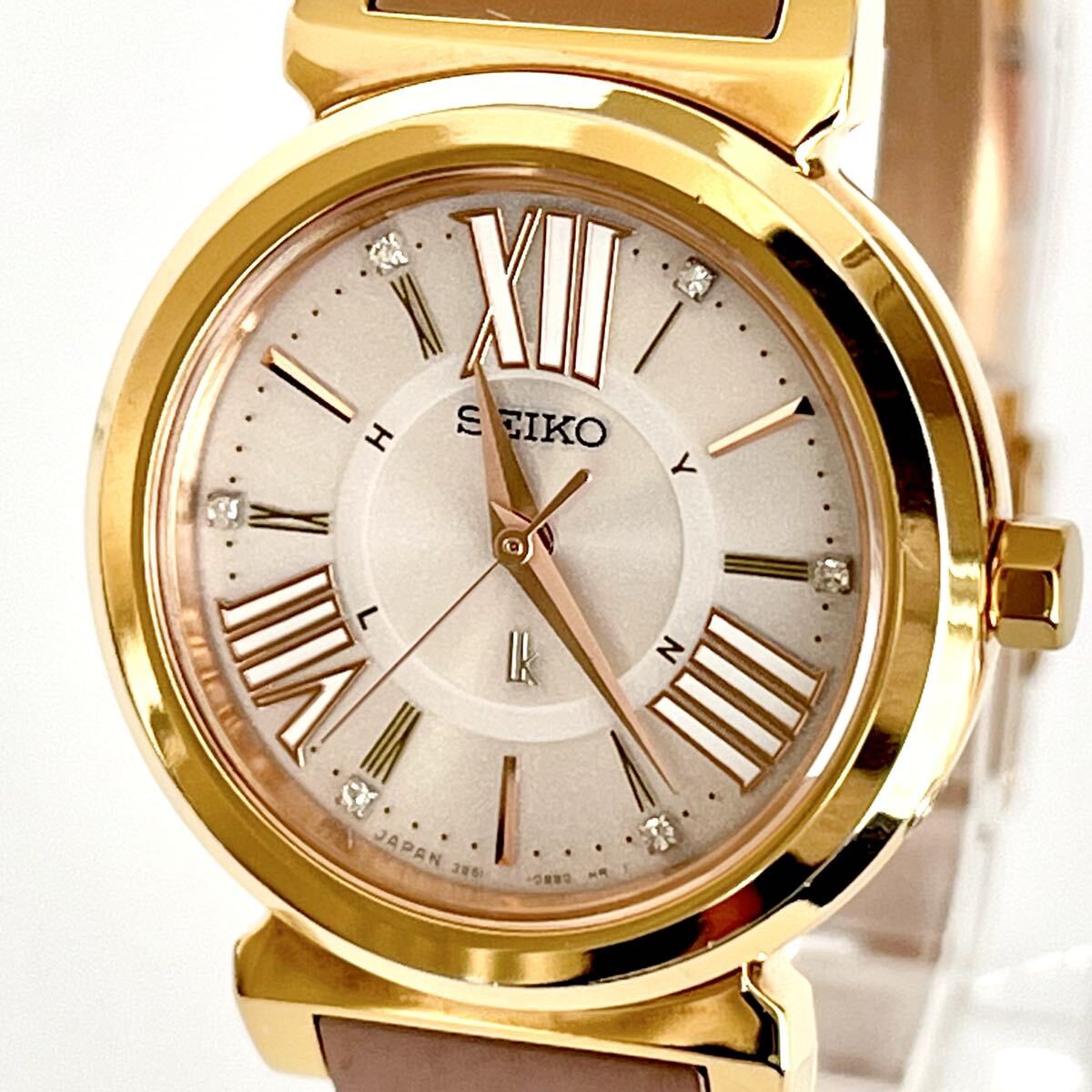 【稼働】磨き済み セイコー SEIKO ルキア LUKIA レディース 腕時計 電波ソーラー 美品 ゴールド s2300