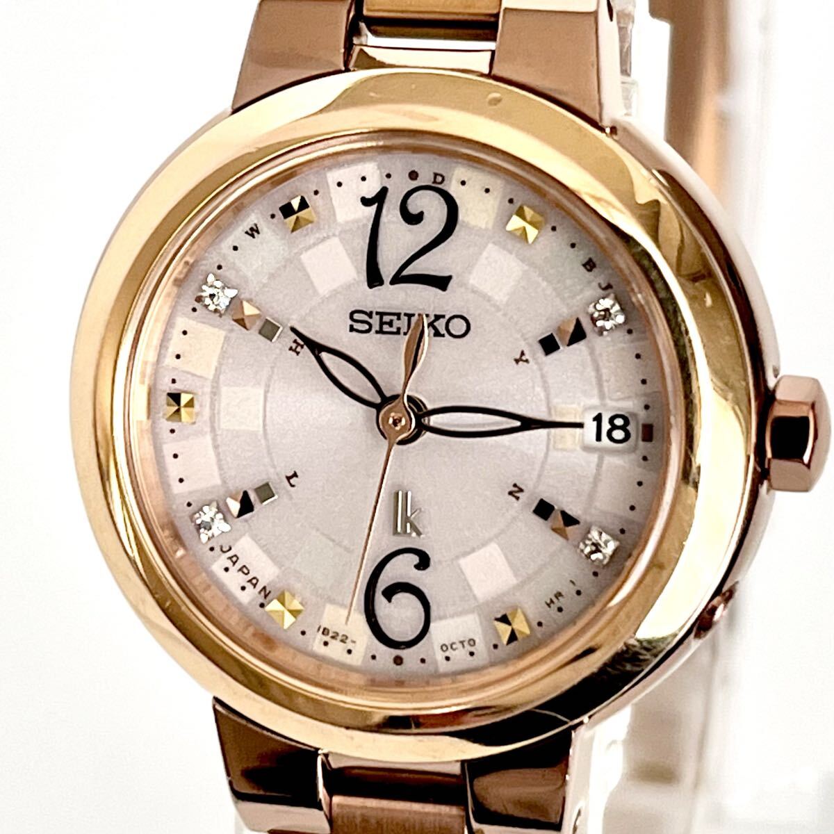 【稼働】磨き済み セイコー SEIKO ルキア LUKIA レディース 腕時計 電波ソーラー 美品 ゴールド s2324