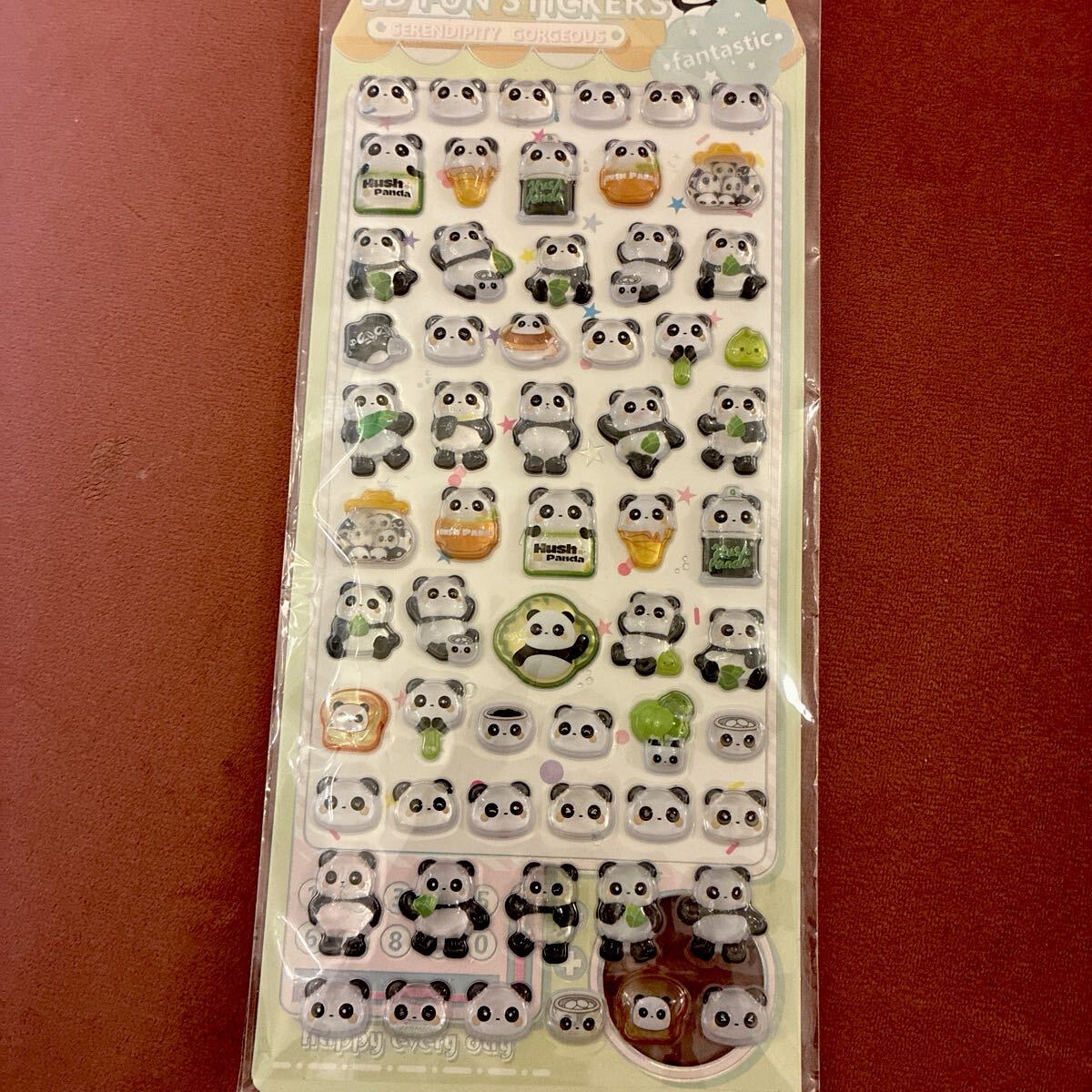 【新品】 パンダ ボンボンドロップシール シール ぷっくりシール 立体シール　中国パンダ　本物　硬い