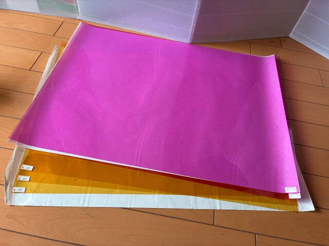 舞台照明用カラーフィルター　色番45 x３枚 + 17 x２枚　合計５枚セット　未使用品 