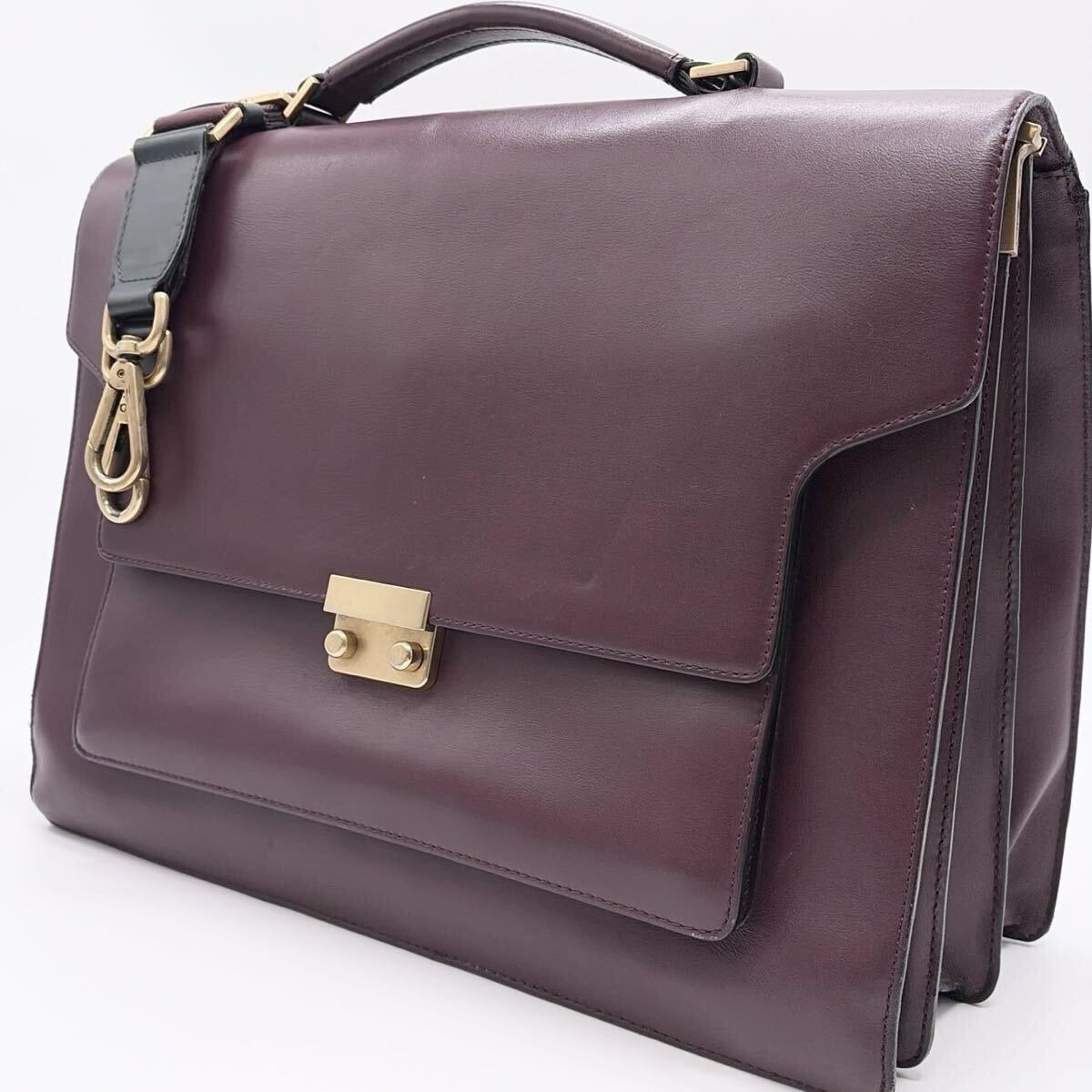 MARNI マルニ トランクバック ブリーフ 2way ショルダー ボルドー レザー ビジネスバッグ Trunk Bag Leather Briefcase メンズ ボストン