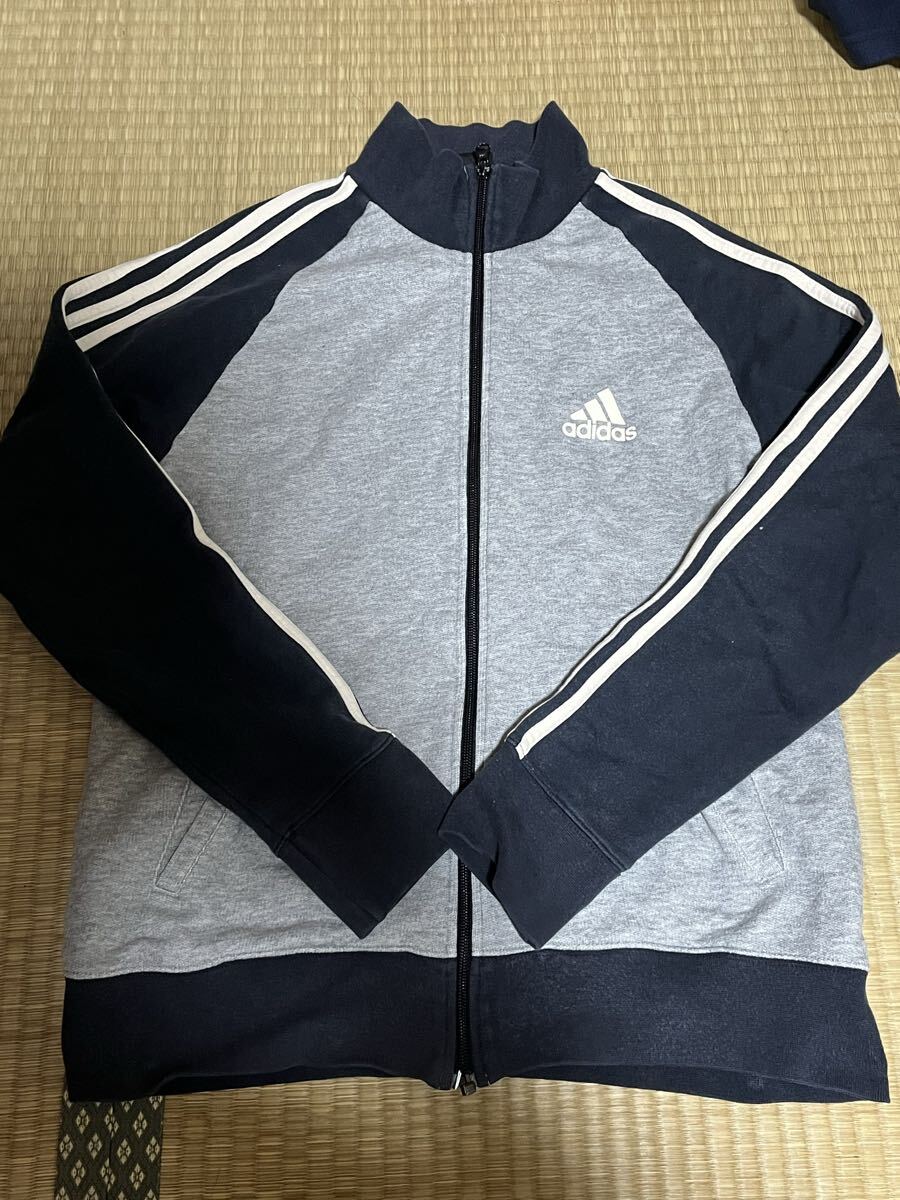 adidas ジャージ トラックジャケット グレー ネイビー ジップアップ