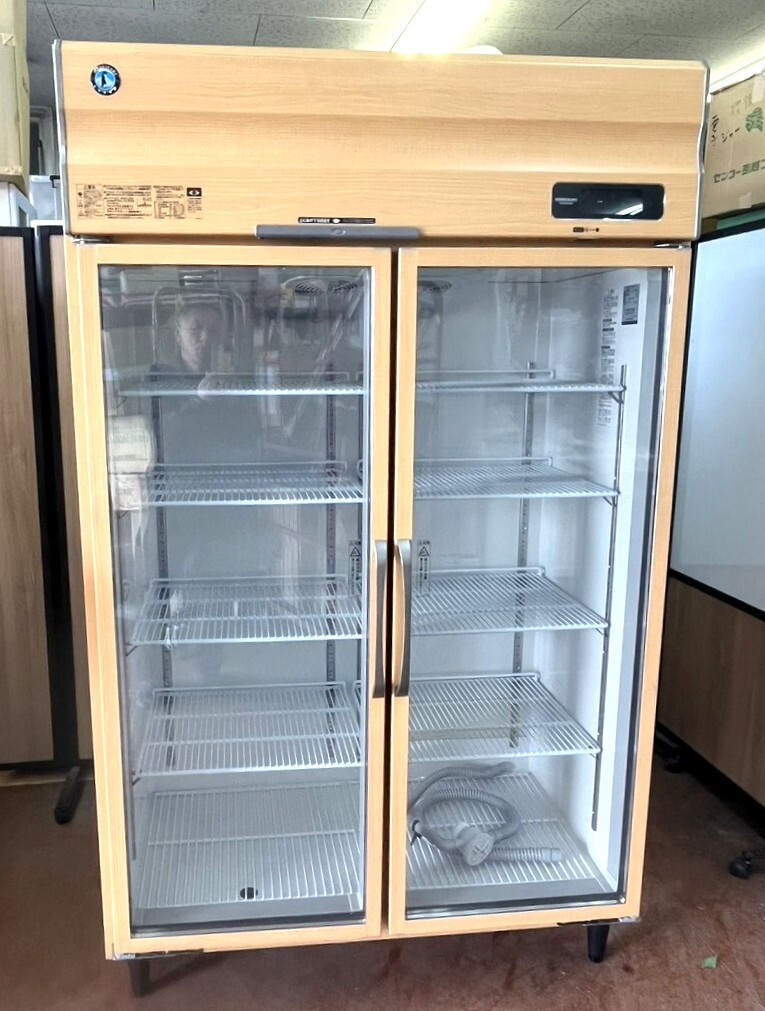2022年製　ホシザキ　100V　リーチイン冷蔵ショーケース　W1200　H1950　D655　薄い木目　動作OK品　