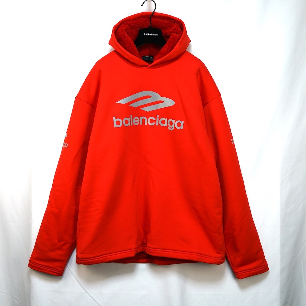BALENCIAGA バレンシアガ 3B スポーツ アイコン スキー パーカー 裏起毛 ロッソ サイズ3 773685TPVQ6
