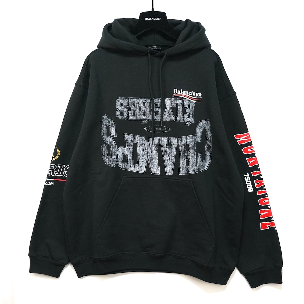 BALENCIAGA バレンシアガ Overlayer Political Campaign Hoodie オーバーレイヤー ポリティカル キャンペーン パーカー Mサイズ ブラック