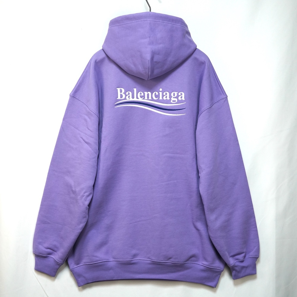 BALENCIAGA Political Campaign Medium Fit Hoodie バレンシアガ キャンペーン ロゴ フーディ パーカー ライトパープル sizeS 578135 TKVI9