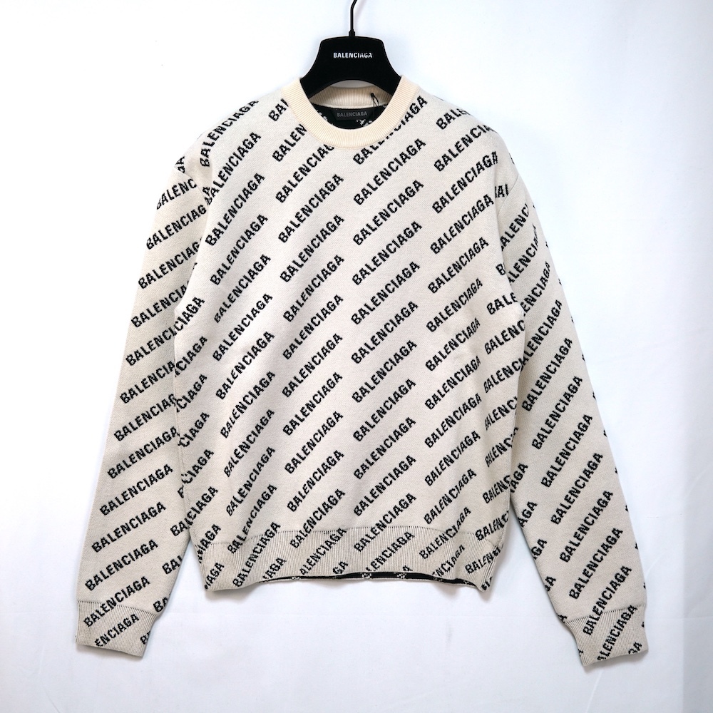 BALENCIAGA バレンシアガ All Over Logo Sweaters オールオーバー ロゴ クルーネック セーター ニット総柄 XSサイズ 704428 T3233