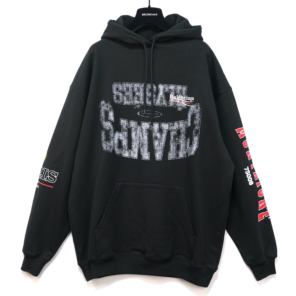 BALENCIAGA バレンシアガ オーバーレイヤー ポリティカル キャンペーン フーディ パーカー XSサイズ ブラック 578135 TSVY8