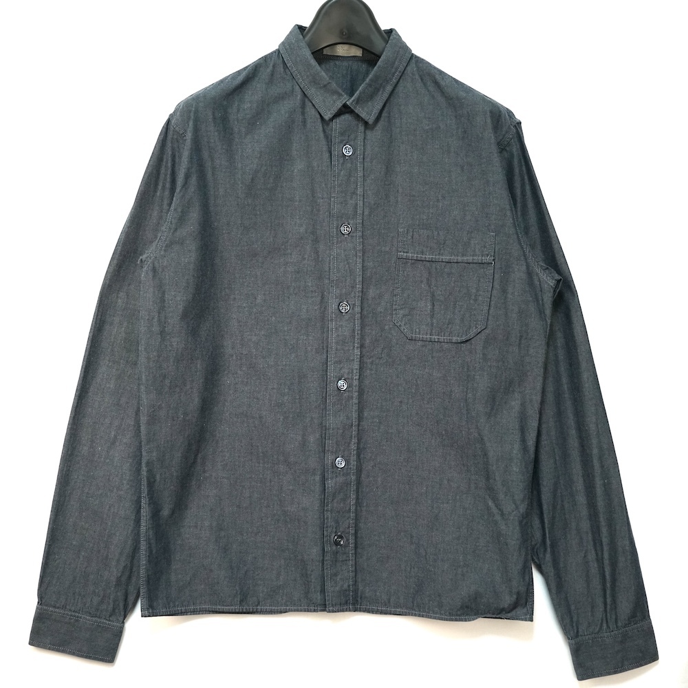 DIOR HOMME ディオールオム スモールカラー デニム シャツ コットン ロングスリーブ グレー 37サイズ 333C558A2216
