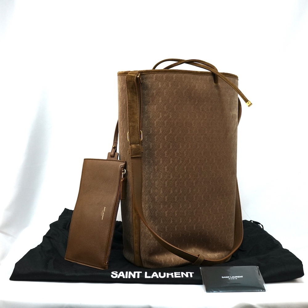 SAINT LAURENT PARIS サンローラン パリ ルモノグラム YSL モノグラム カサンドラ ロゴ スエード ベルベット タン バケットバッグ