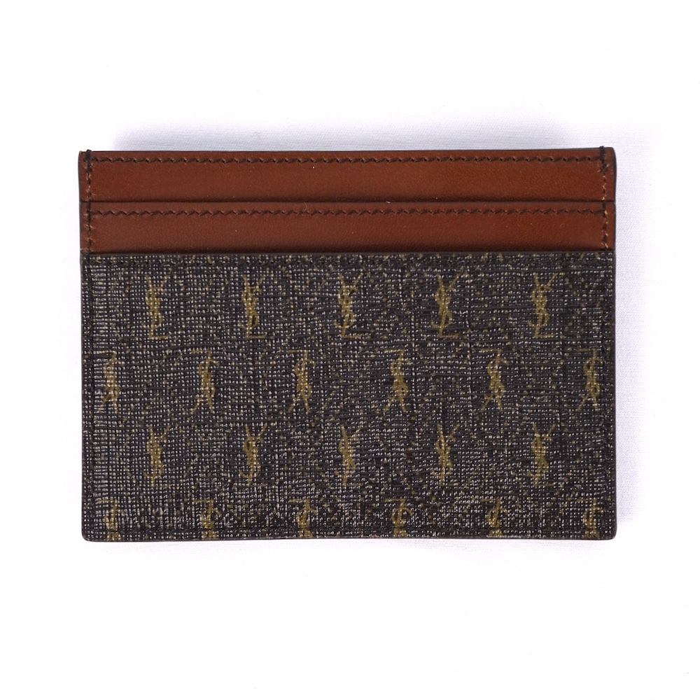 SAINT LAURENT PARIS サンローラン パリ YSL ロゴ モノグラム レザー カードケース ブラウン カサンドラ 647148