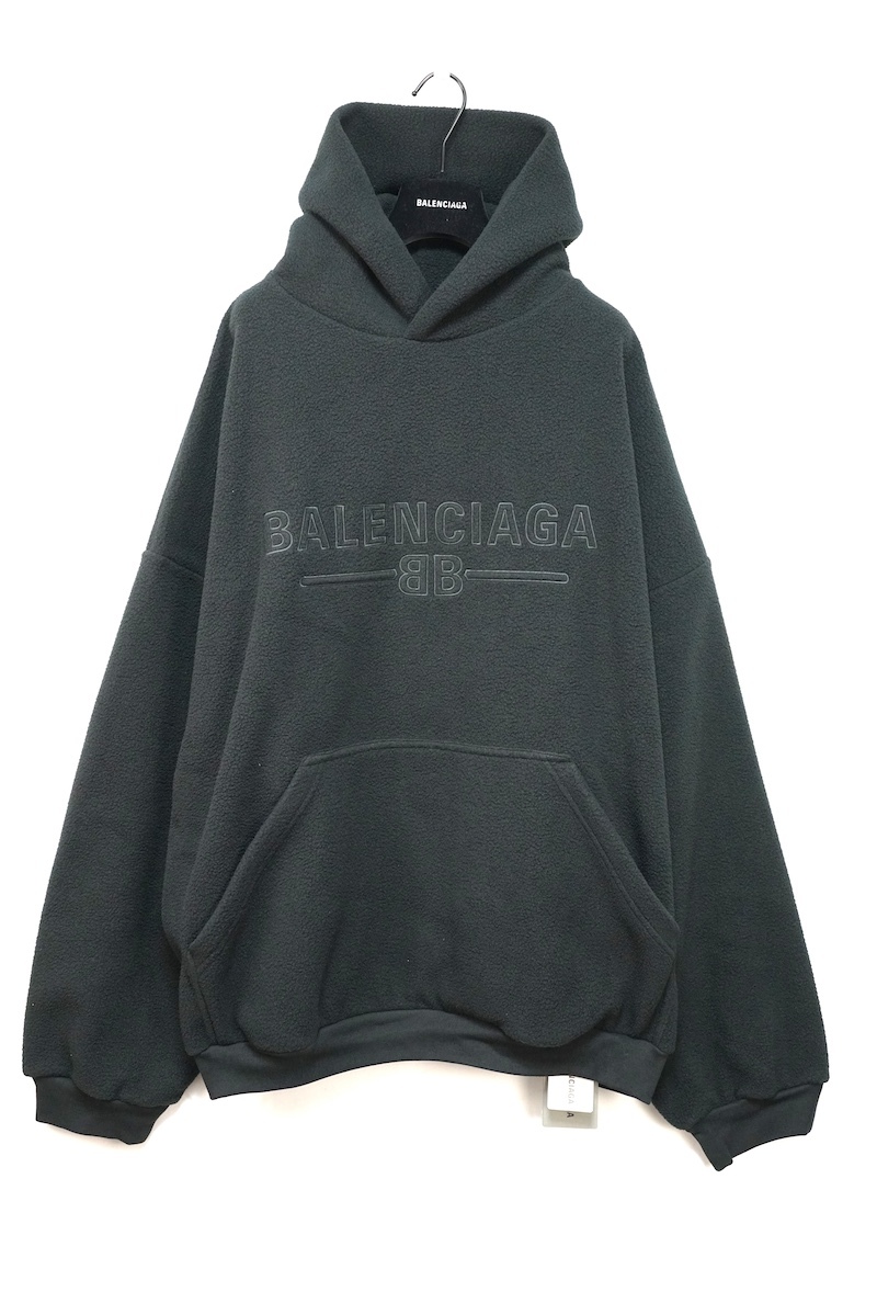 BALENCIAGA バレンシアガ フロントロゴ フリース フーディ パーカー ブラック XLサイズ 821861TSVA3