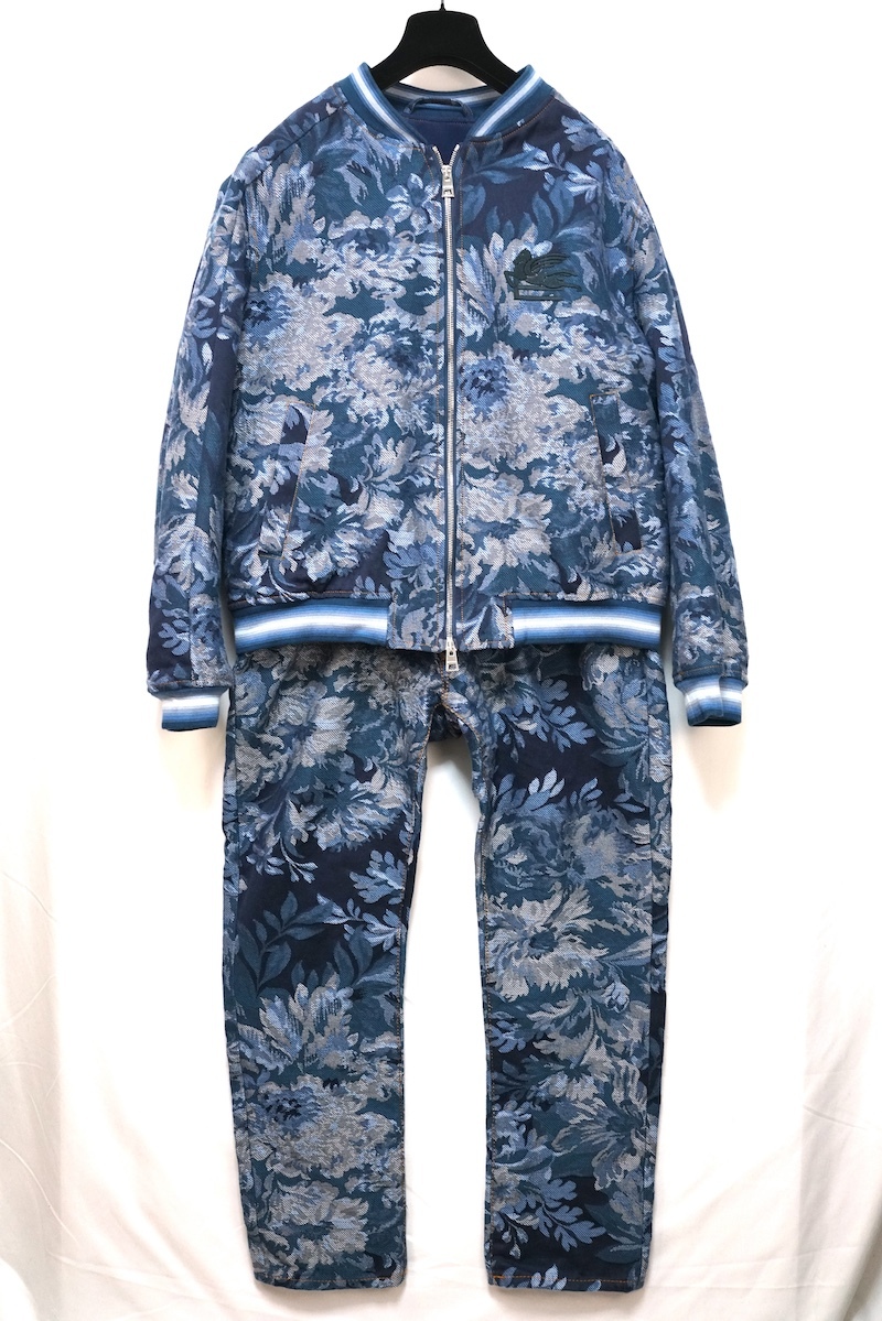 ETRO エトロ フローラルジャカード ボンバージャケット Lサイズ デニムジーンズ 38サイズ セットアップ 1S383/1W508