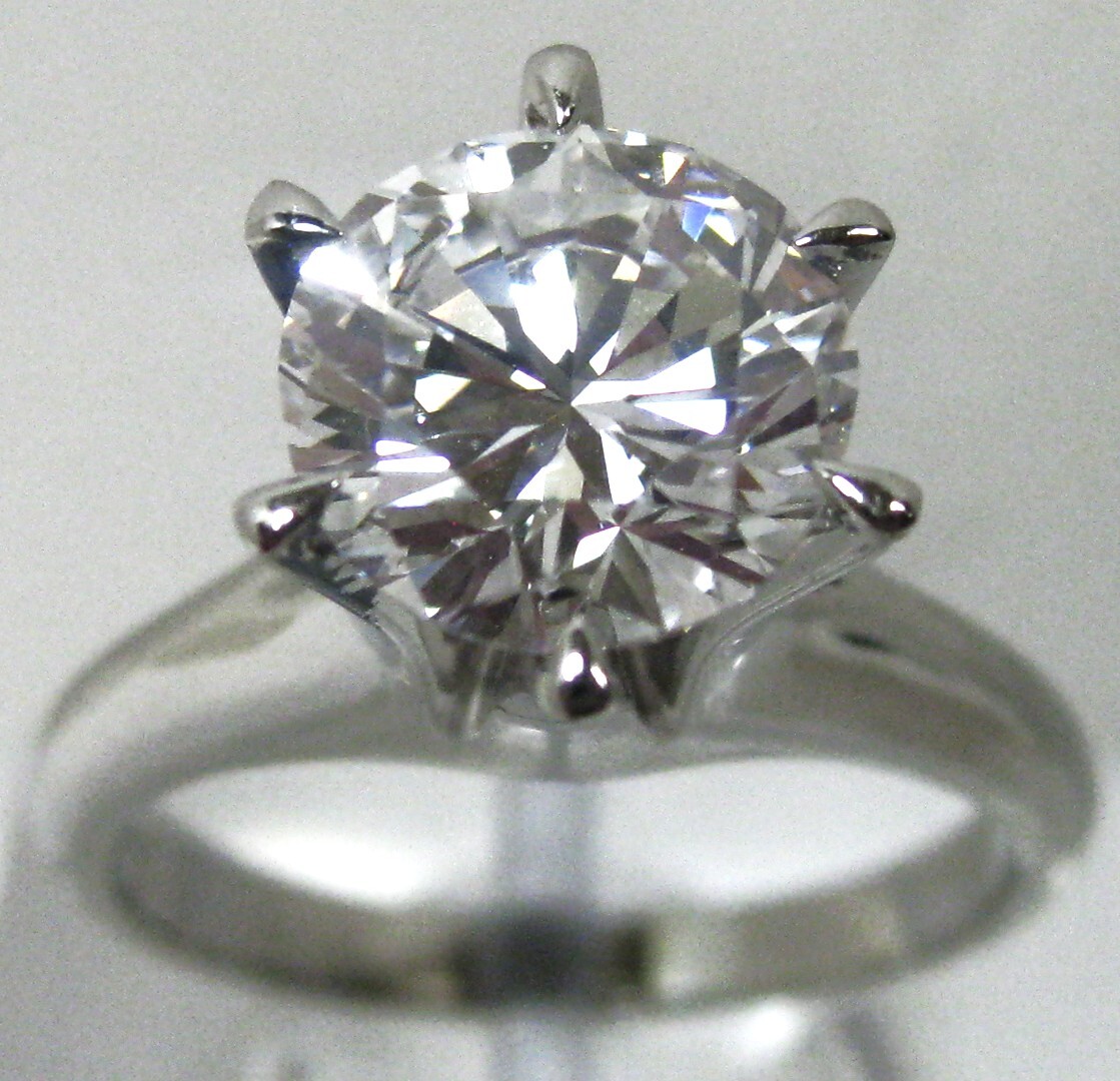 【東京 谷中 質屋おぢさん】極美品 Pt900プラチナ リング指輪 ダイヤ立爪3.010ct D-VS1-G