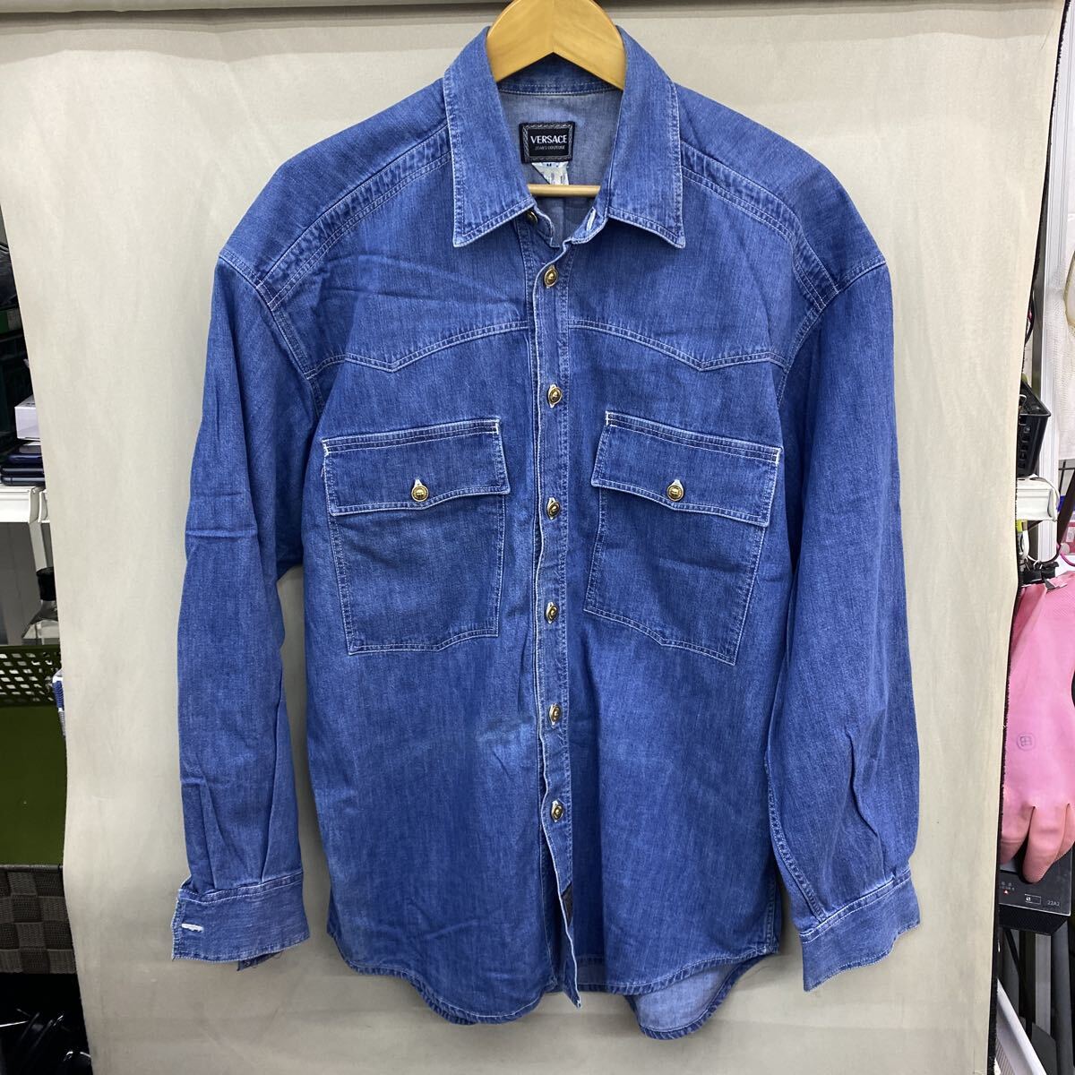 ヴェルサーチ ジーンズ クチュール コットン 長袖シャツ メデューサ VERSARCE JEANS COUTIURE ダンガリーシャツ