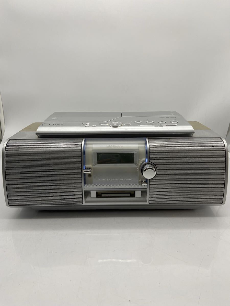 E【500円スタート】Victor CD-MD PORTABLE SYSTEM RC-L1MD ビクター ラジカセ CD MD カセット Clavia ポータブルシステム シルバー