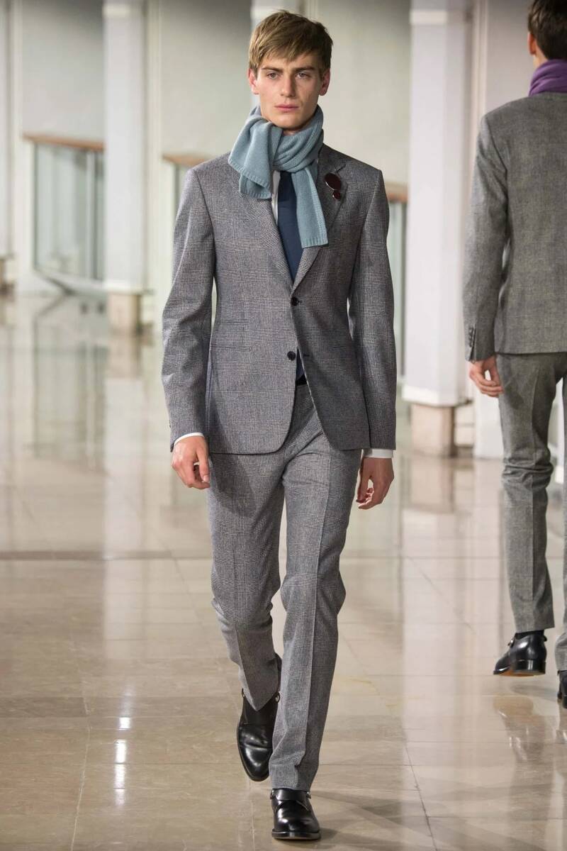 エルメス 2015AW コレクションLOOK グレンチェック ウール × レザー ジャケット サイズ50 国内正規新品 定価80万円 