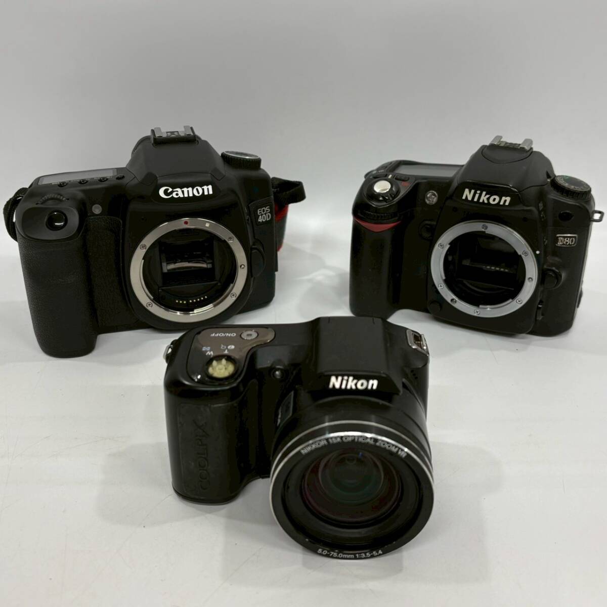 ★ 1円〜【3点まとめ売り】 Nikon ニコン Canon キャノン COOLPIX L100 D80 DS126171 デジタル一眼レフ デジカメ 動作未確認 K163799