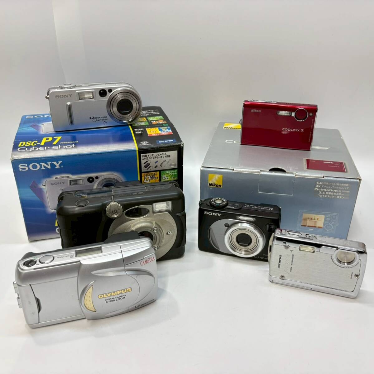 ★ 1円〜【6点まとめ売り】 デジタルカメラ SONY Nikon OLYMPUS Konica COOLPIX μ720SW Cyber-shot C-900 DG-1 等 デジカメ K163800