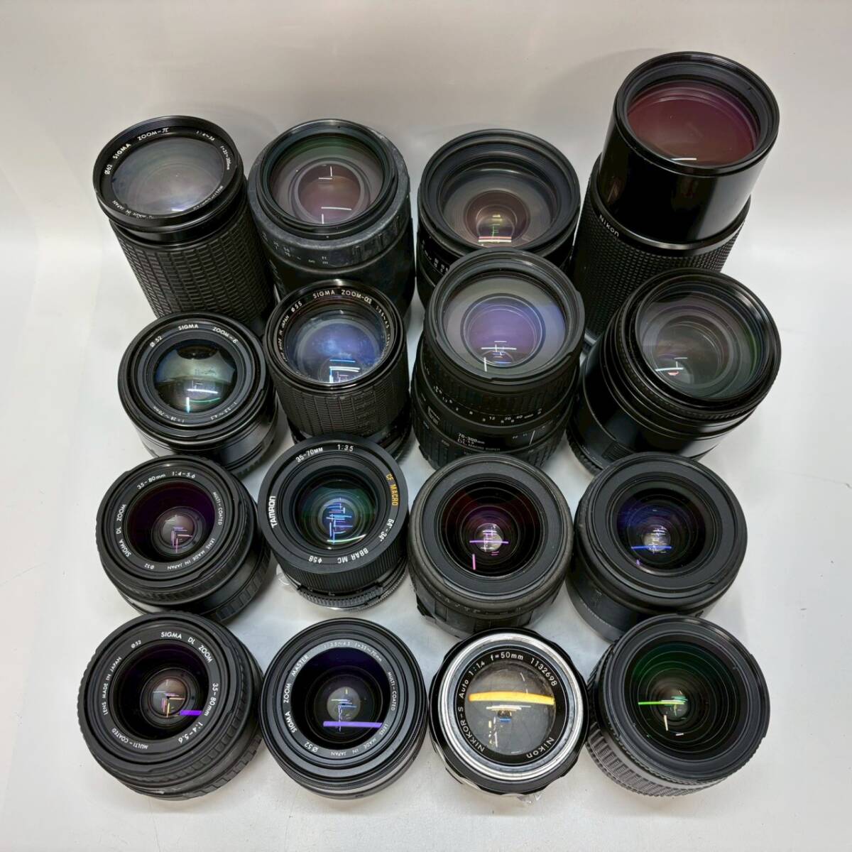 ■ 1円〜【まとめ売り】 カメラレンズ 16点 まとめ SIGMA TAMRON Nikon 等 望遠 ズーム 標準 単焦点 レンズ 一眼レフカメラ用 K163378