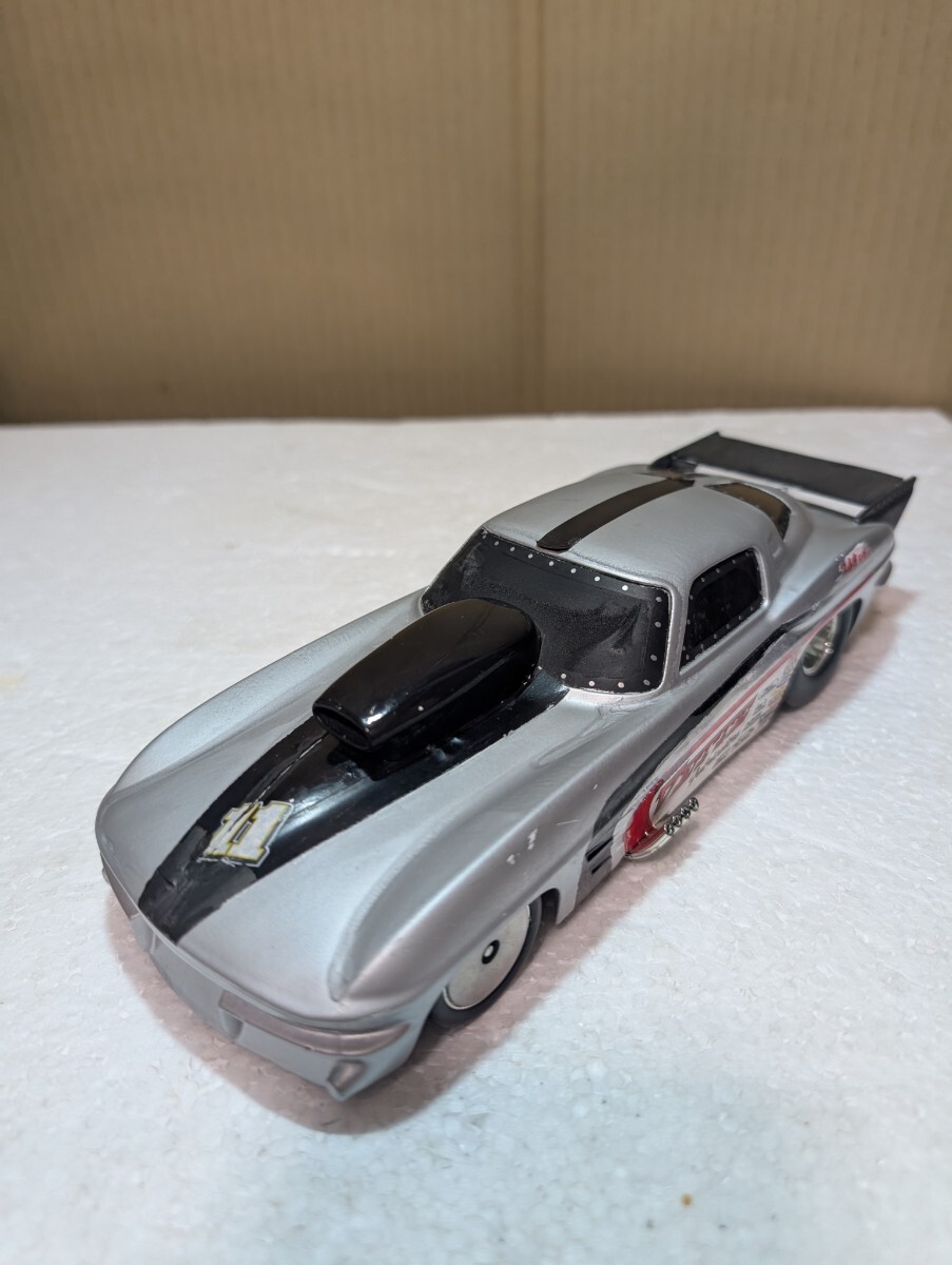絶版ミニカー jadaTOYS JADA BTM 1963 CHEVY CORVETTE STINGRAY FUNNY CAR 1/24 SILVER コルベットスティングレー ファニーカー 現状品