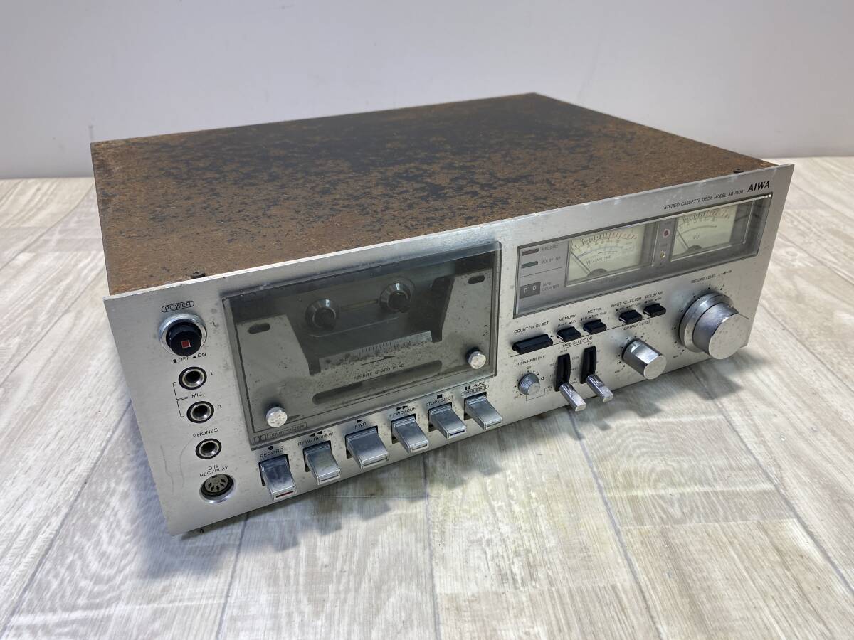 ☆AIWA ステレオ カセット デッキ オーディオ機器 ドルビー システム 内蔵 AD-7500 【 通電確認済/ 現状品 】 （PN6C-145）