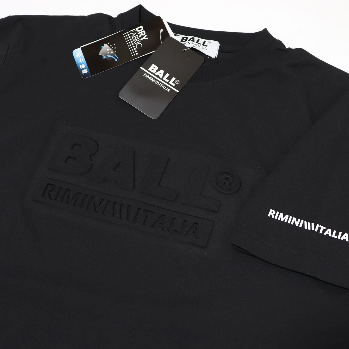 ○送料390円可能商品 ボール BALL 新品 メンズ イタリア発人気ブランド 吸汗速乾 3Dロゴ 半袖 Tシャツ 黒 [55124-99-M] 一 三 壱★QWER