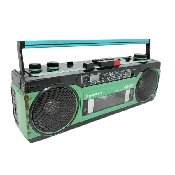 J1-031767G SANYO/サンヨー 昭和レトロ ラジカセ M-S350Kインテリア クオーツ サンヨー グリーン
