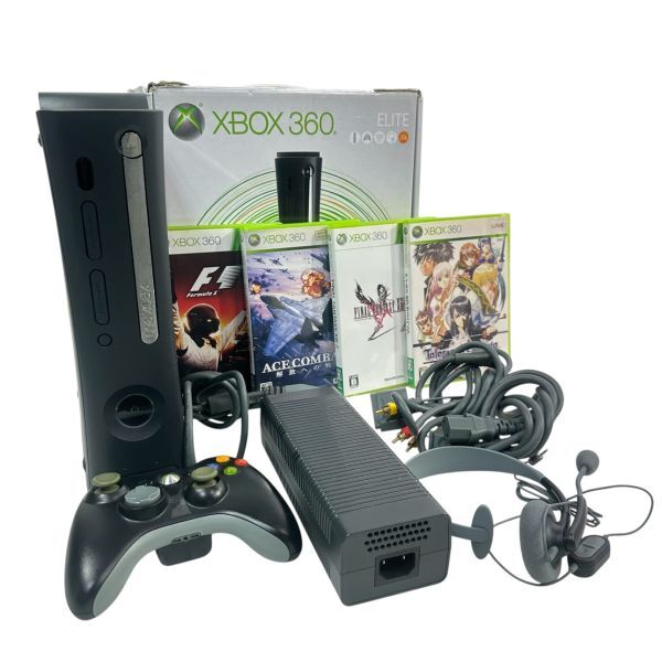 J1-120943R XBOX/エックスボックス XBOX360 120G 本体 箱付き ソフト 4点セット