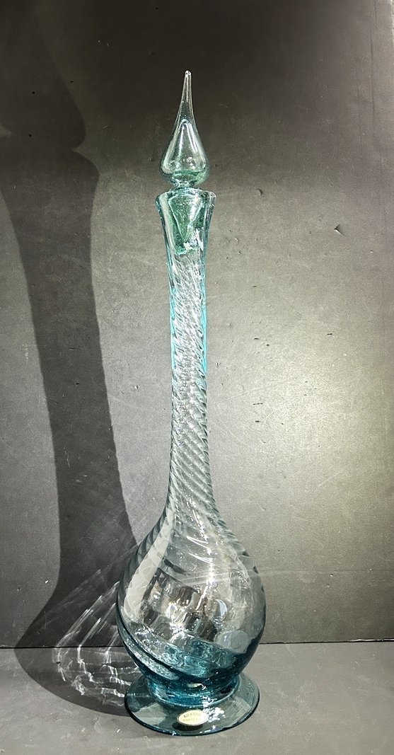 ● コレクター必見 沖縄 琉球ガラス 花瓶 フラワーベース 高さ約65.5cm オブジェ 置物 飾り インテリア ガラス製 コレクション Hs156