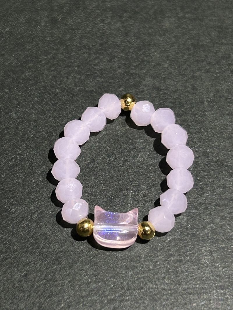 新品 ビーズリング ネコ 猫 キャット 指輪 レディース アクセサリー ピンク かわいい プレゼント ギフト