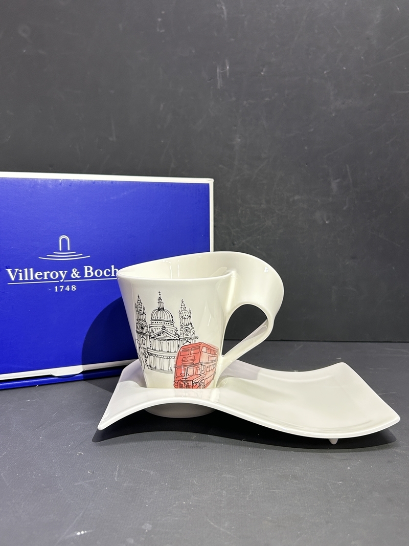 ● コレクター必見 未使用 Villeroy&Boch ビレロイボッホ ニューウェイブ マグ&プレート ロンドン 元箱 茶器 洋食器 Hs152